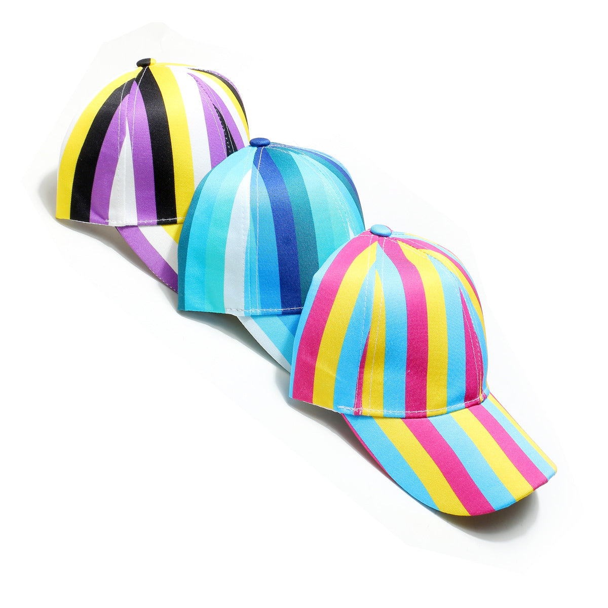 Wholesale New Sunshade and Sunscreen Curved Brim Rainbow Stripe Baseball Cap